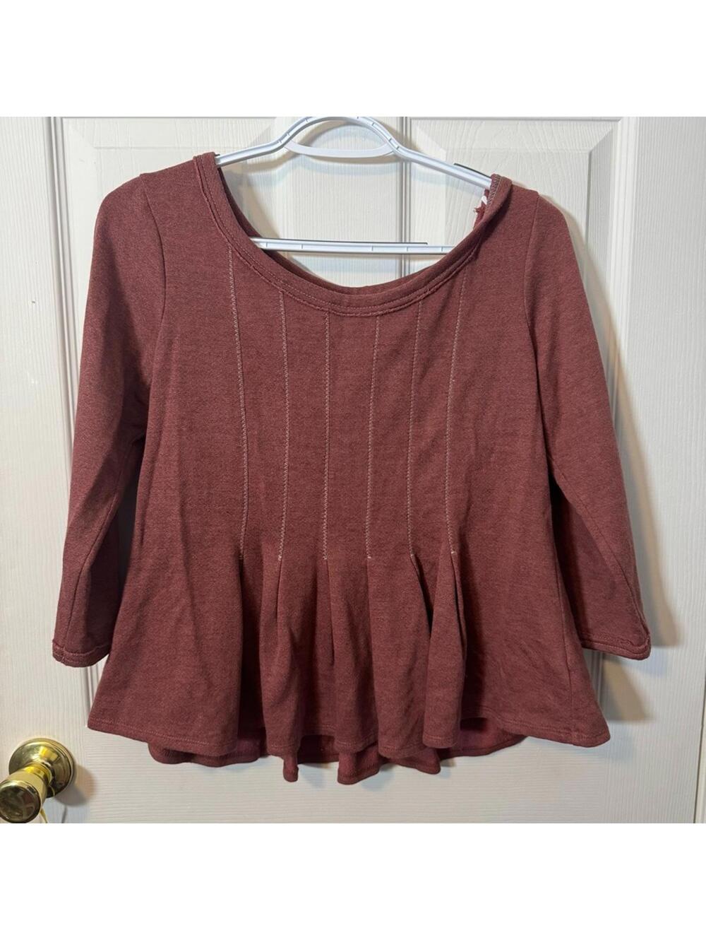 Anthropologie Small Saturday Sunday Burgundy Knit Top
